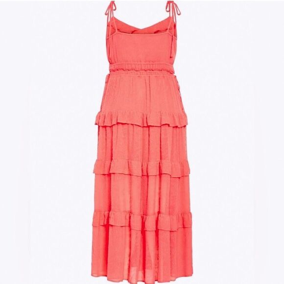 City Chic Renee Ruffle Tiered Maxi Dress Smocked Waist Calypso Coral Plus 14 NEW - Picture 10 of 15